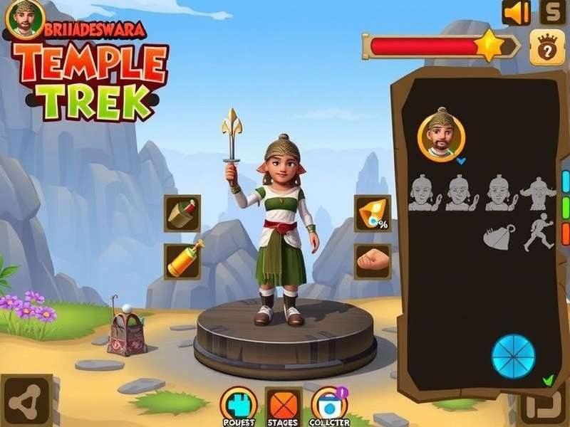 Brihadeeswara Temple Trek mobile interface